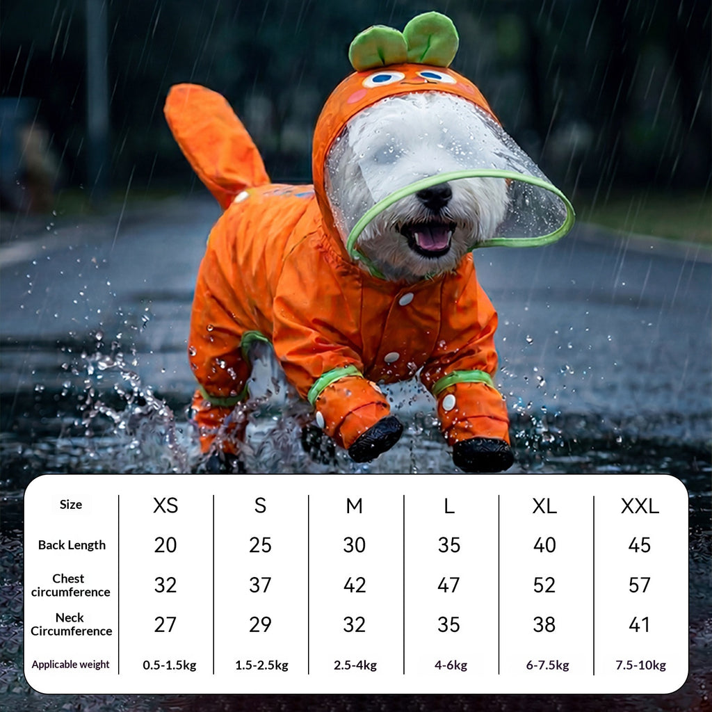 Rainy day four-legged waterproof 3D dinosaur tail dog Teddy dog raincoat medium and large dog Golden Retriever pet raincoat