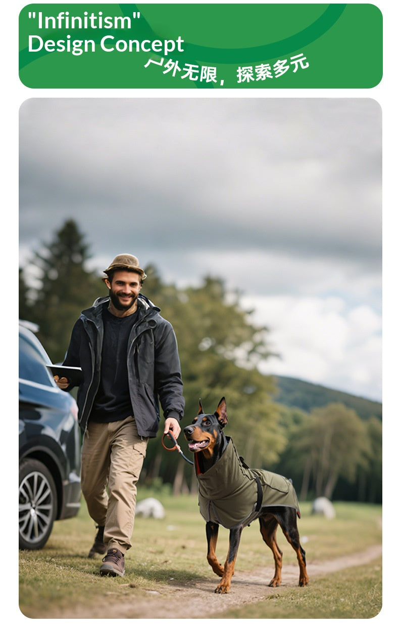Cross-border dog clothing, pet windbreaker, waterproof and rainproof outdoor clothing for medium and large dogs, rain or shine
