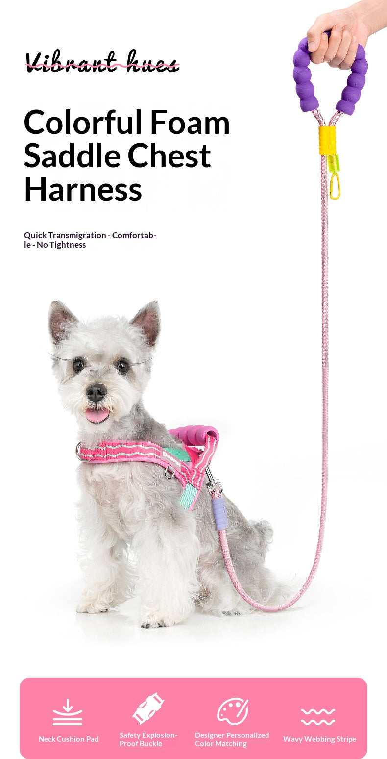 Durable T-shaped comfortable dog leash, dog harness, vest, pet walking leash for small and medium-sized dogs