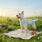 Dog dustproof pants, plaid leash, spring/summer, full-coverage, footed, outdoor, dirt-proof, waterproof pet clothing
