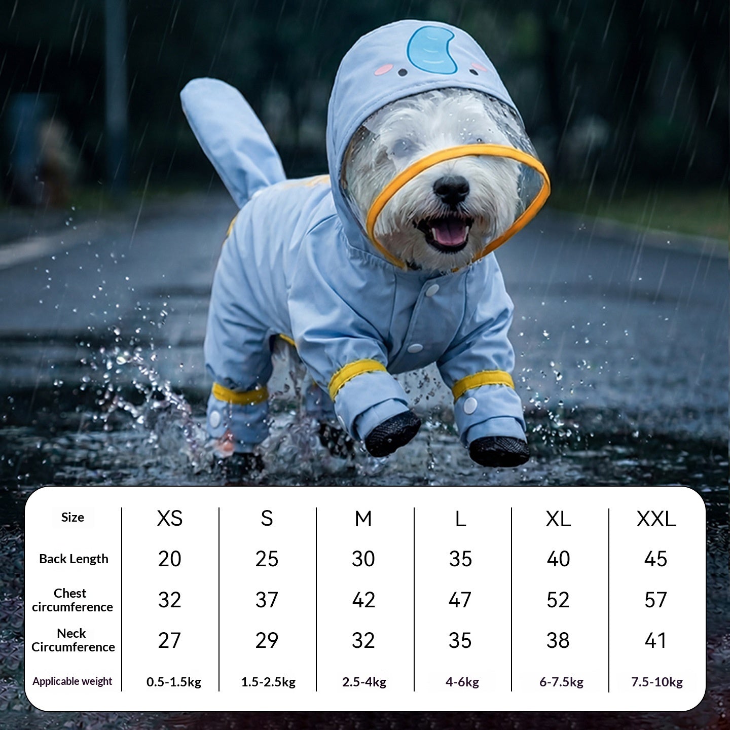 Rainy day four-legged waterproof 3D dinosaur tail dog Teddy dog raincoat medium and large dog Golden Retriever pet raincoat