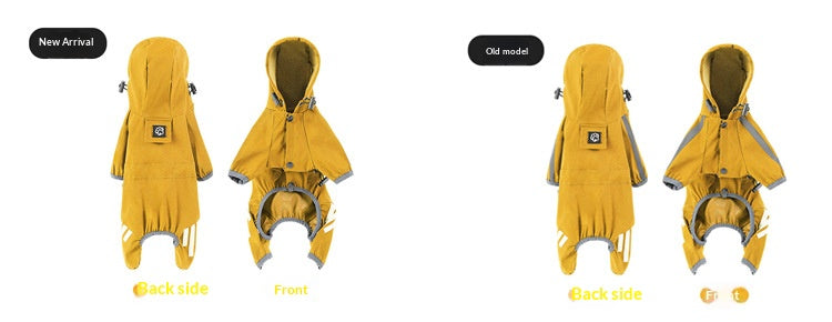 Full-coverage waterproof raincoat for dogs, including Teddy, Pomeranian, and small/medium-sized breeds like Bichon Frise.