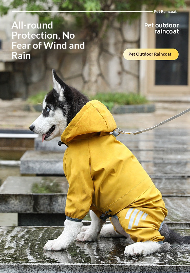 Full-coverage waterproof raincoat for dogs, including Teddy, Pomeranian, and small/medium-sized breeds like Bichon Frise.