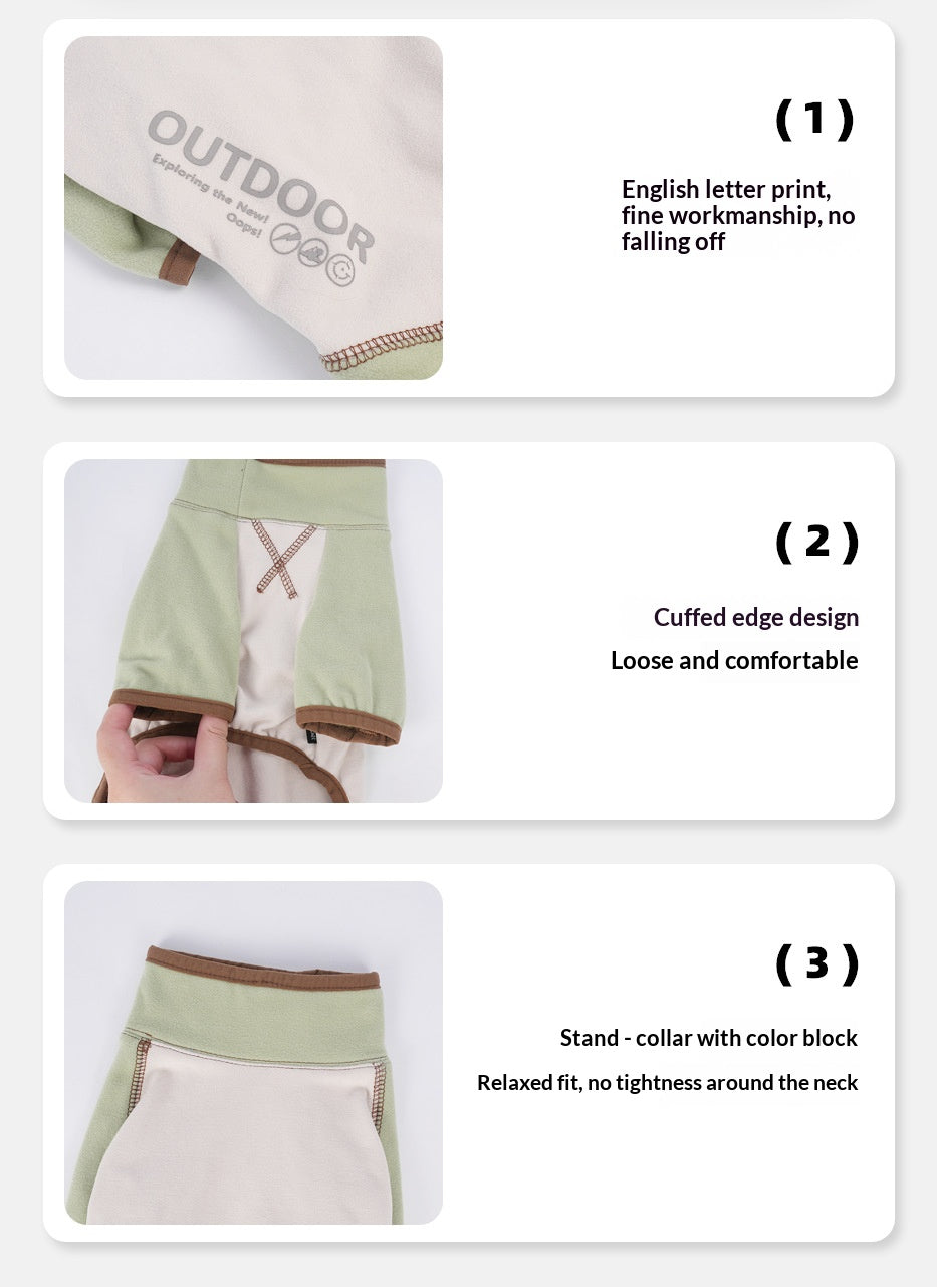 Dog clothes for autumn and winter, four-legged base layer, Schnauzer, high collar, color-blocked, warm, fleece-feel basic puppy clothes wholesale