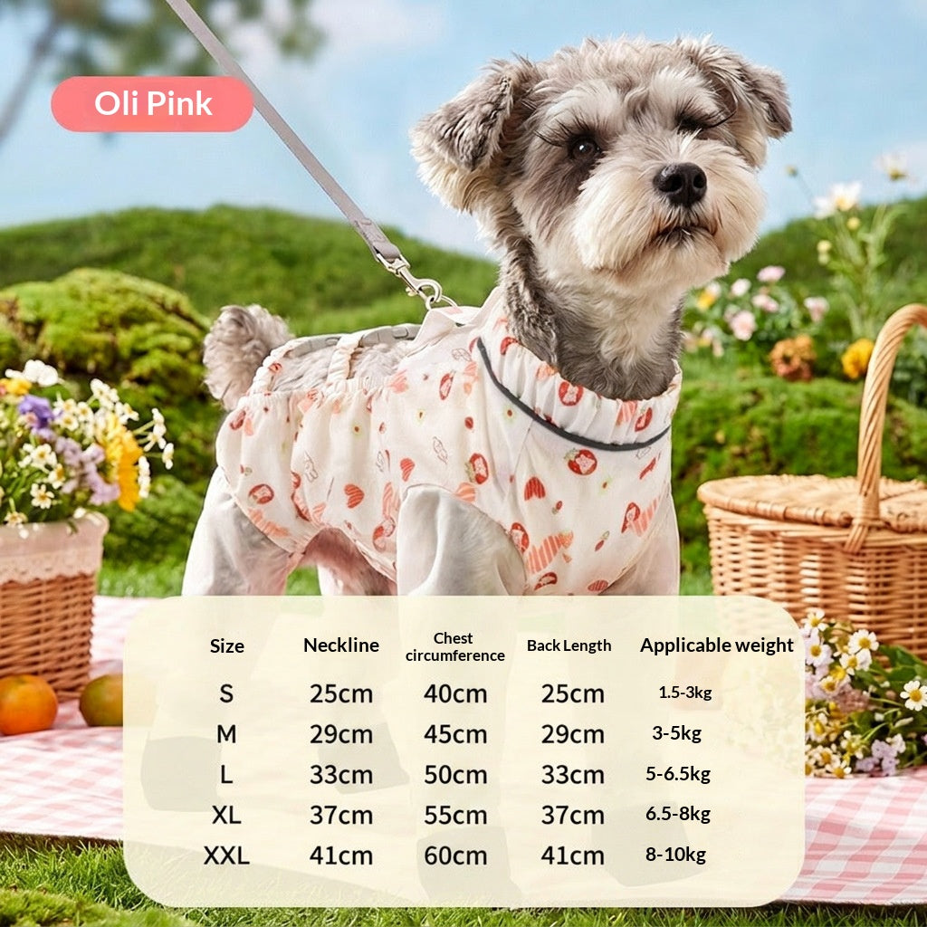 Dog dustproof pants, plaid leash, spring/summer, full-coverage, footed, outdoor, dirt-proof, waterproof pet clothing