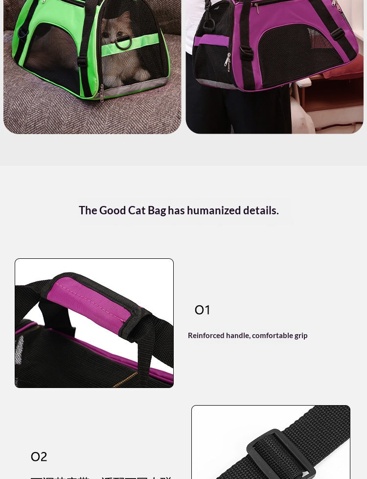Lightweight, breathable, portable pet carrier/slingback bag/foldable cat bag/cat carrier for easy carrying when out and about.