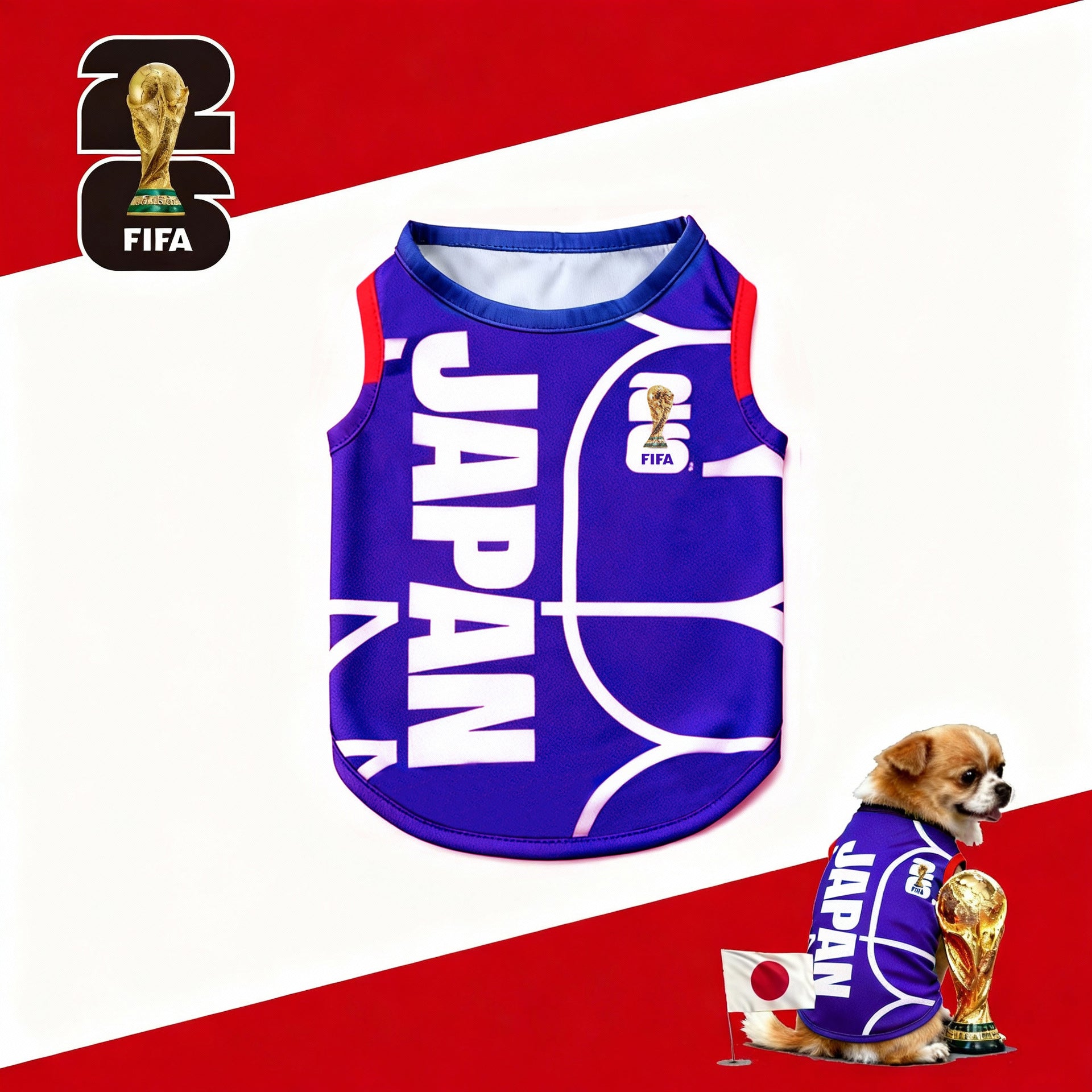 FIFA officially licensed pet supplies, comfortable dog clothes and T-shirts in various sizes from different countries to support the World Cup