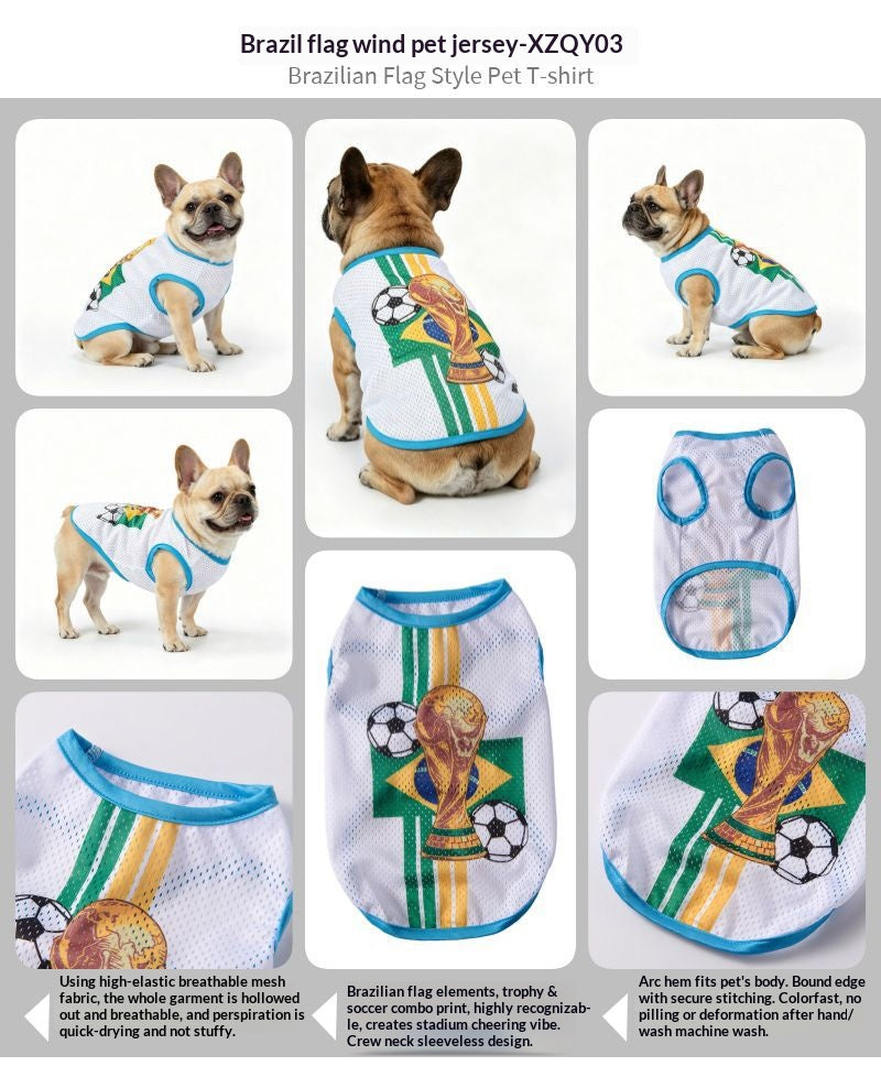 Cross-border hot-selling summer new arrivals World Cup pet jerseys, puppy uniforms, breathable vests, dog clothes