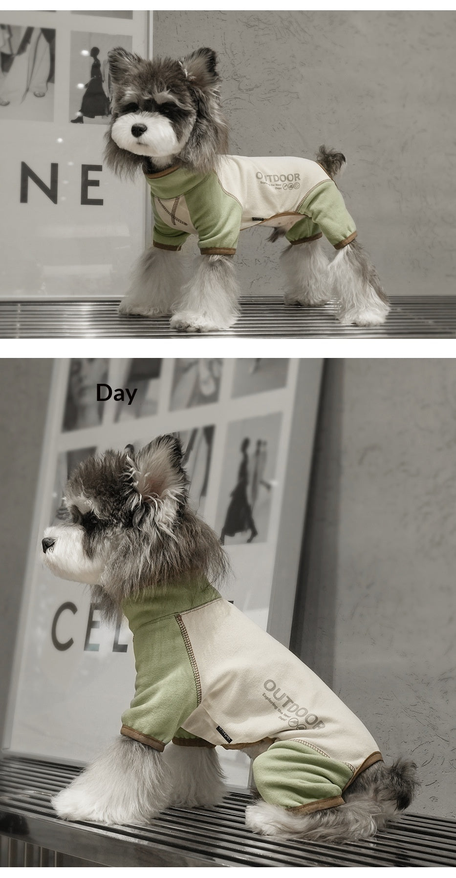 Dog clothes for autumn and winter, four-legged base layer, Schnauzer, high collar, color-blocked, warm, fleece-feel basic puppy clothes wholesale