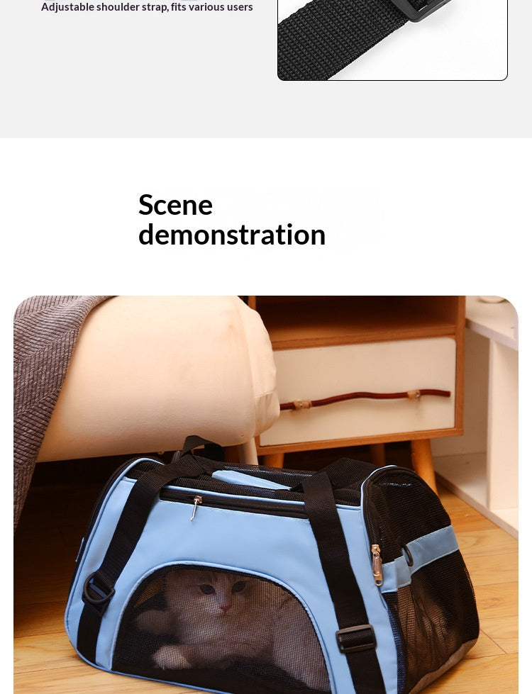 Lightweight, breathable, portable pet carrier/slingback bag/foldable cat bag/cat carrier for easy carrying when out and about.