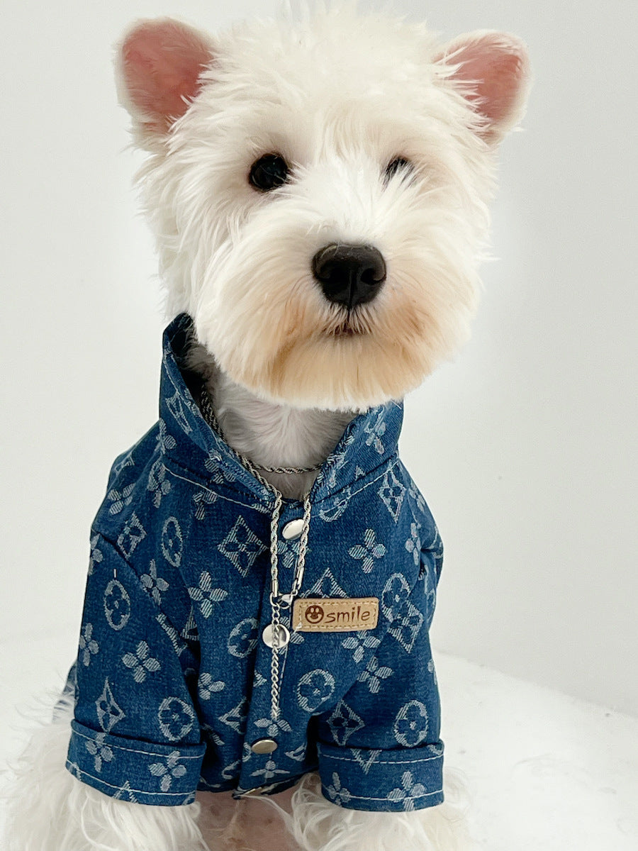 Pet clothes for large dogs, Golden Retrievers, Giant Poodles, Samoyeds, Teddy Bears, Bichons, Pomeranians, autumn and winter thick trendy denim clothes