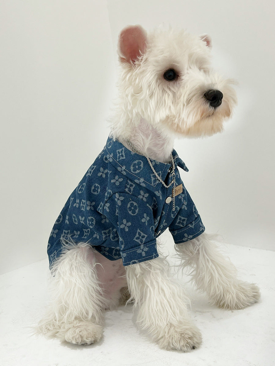 Pet clothes for large dogs, Golden Retrievers, Giant Poodles, Samoyeds, Teddy Bears, Bichons, Pomeranians, autumn and winter thick trendy denim clothes