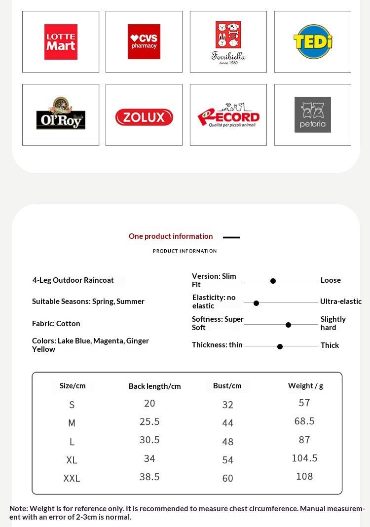 Factory direct customization of outdoor waterproof four-legged dog raincoats, OEM and private label hooded dog clothes