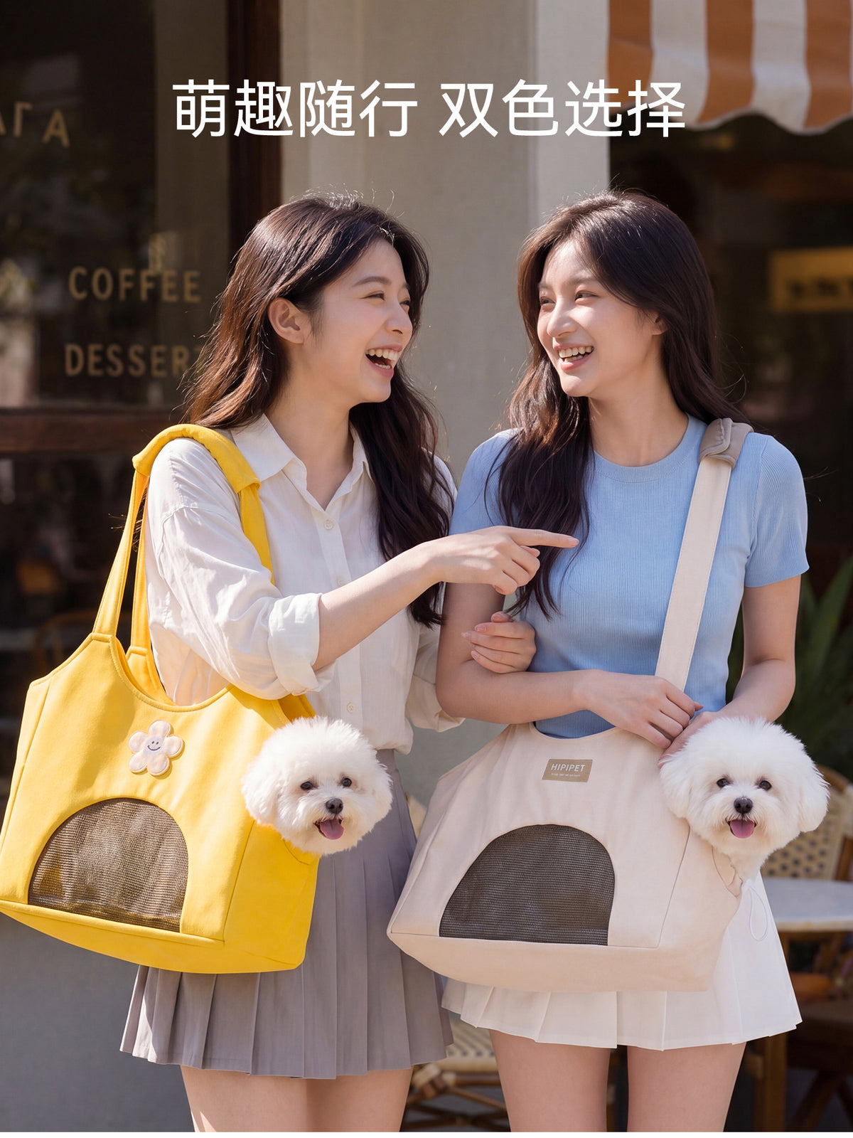 Seasonal pet cute travel canvas bag for small dogs Shih Tzu Teddy outdoor bag dog bag single-shoulder portable cat bag