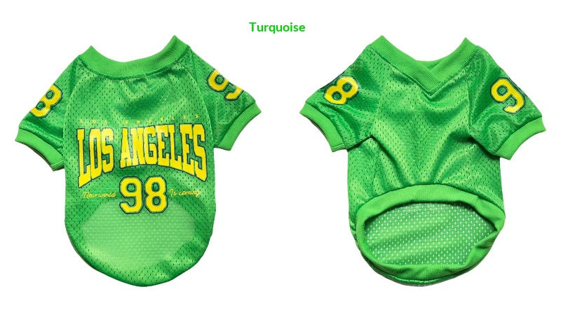 2025 New American Style Pet Clothing: Breathable Mesh Thin Dog T-Shirt for Teddy, Corgi, and Schnauzer - Cooling Style