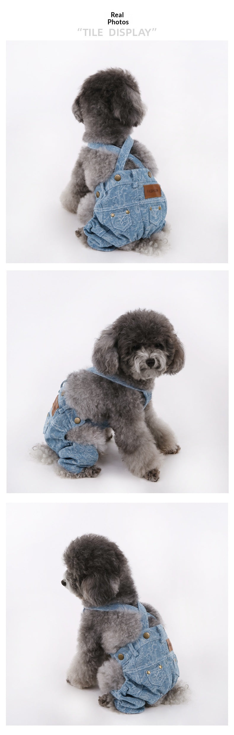 New Jacquard Denim Overalls for Schnauzers, Teddy Bears, and Bichon Frises