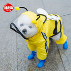 Rainy day four-legged waterproof 3D dinosaur tail dog Teddy dog raincoat medium and large dog Golden Retriever pet raincoat