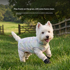 Dog dustproof pants, plaid leash, spring/summer, full-coverage, footed, outdoor, dirt-proof, waterproof pet clothing