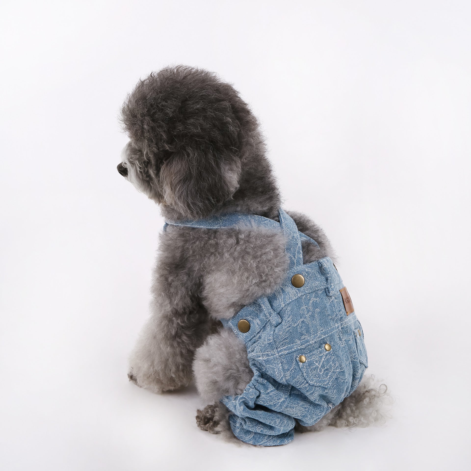 New Jacquard Denim Overalls for Schnauzers, Teddy Bears, and Bichon Frises