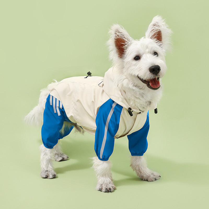 Full-coverage waterproof raincoat for dogs, including Teddy, Pomeranian, and small/medium-sized breeds like Bichon Frise.
