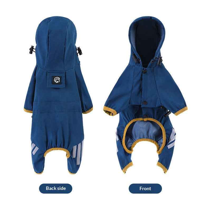 Blue dog raincoat, waterproof outdoor dog apparel for rainy days - Everlasting Paws