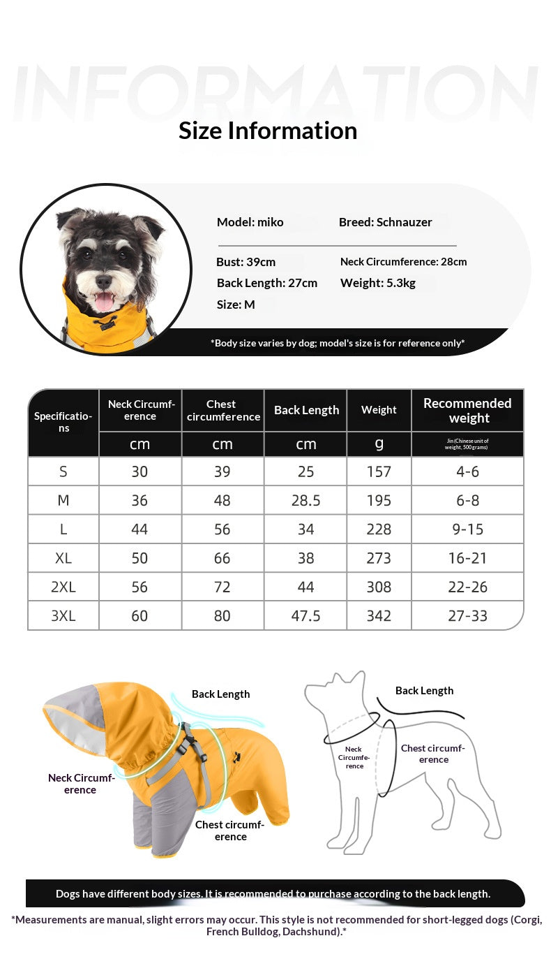 Superior Waterproof Dog Raincoat for Large Golden Retrievers - Full Coverage Protection