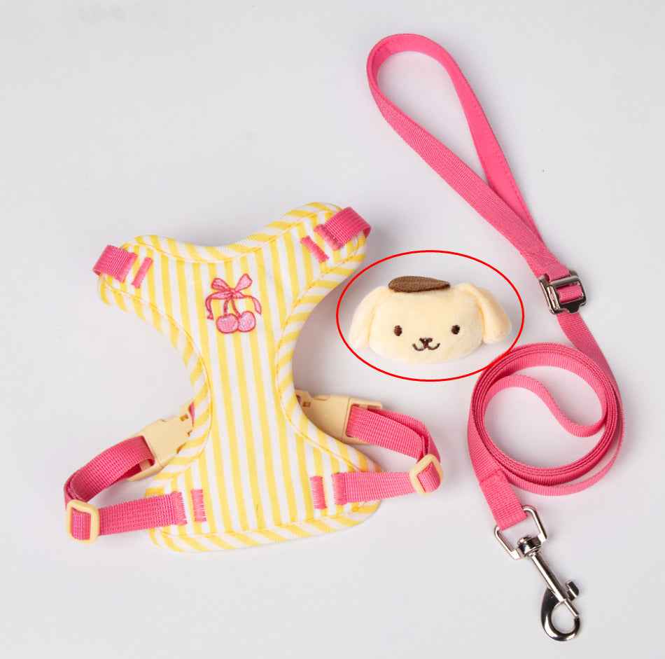 Pink pet vest-style harness front view for small dogs